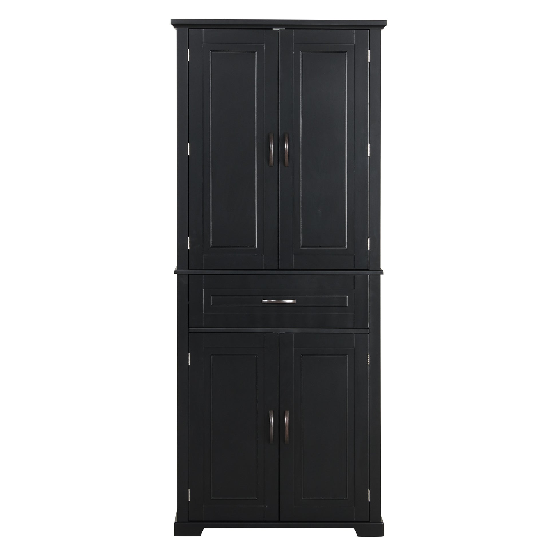 Bathroom Storage Cabinet With Doors And Drawer, Multiple Storage Space, Adjustable Shelf, Black Black Mdf