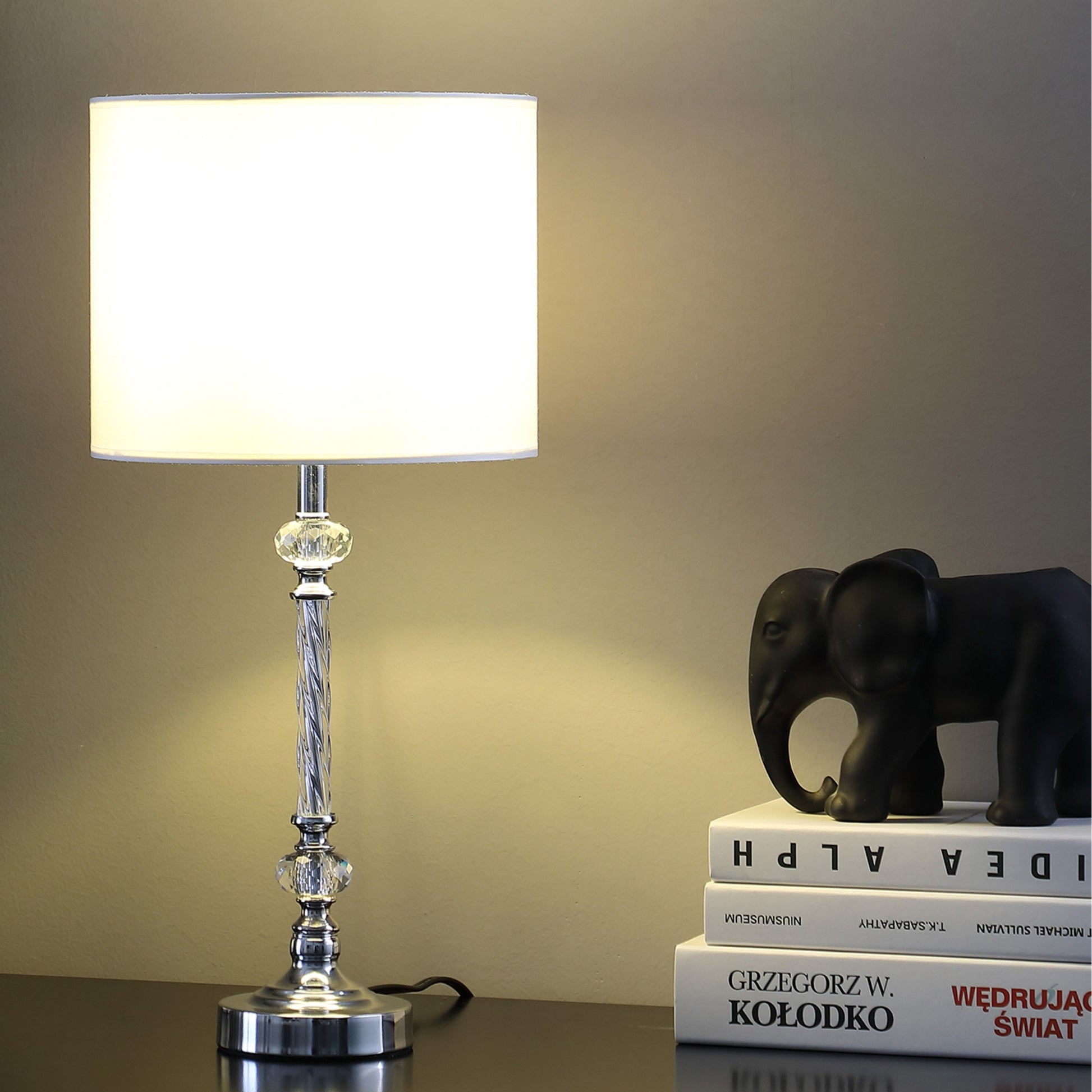 19.25" In Audrey Twisted Crystal Modern Silver Table Lamp Multicolor Metal