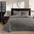 Reversible Bedspread Set Dark Grey Full Dark Grey Cotton