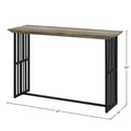 Antique Oak And Black Sofa Table With Double Pedestal Oak Primary Living Space Industrial Round Wood Metal Pedestal