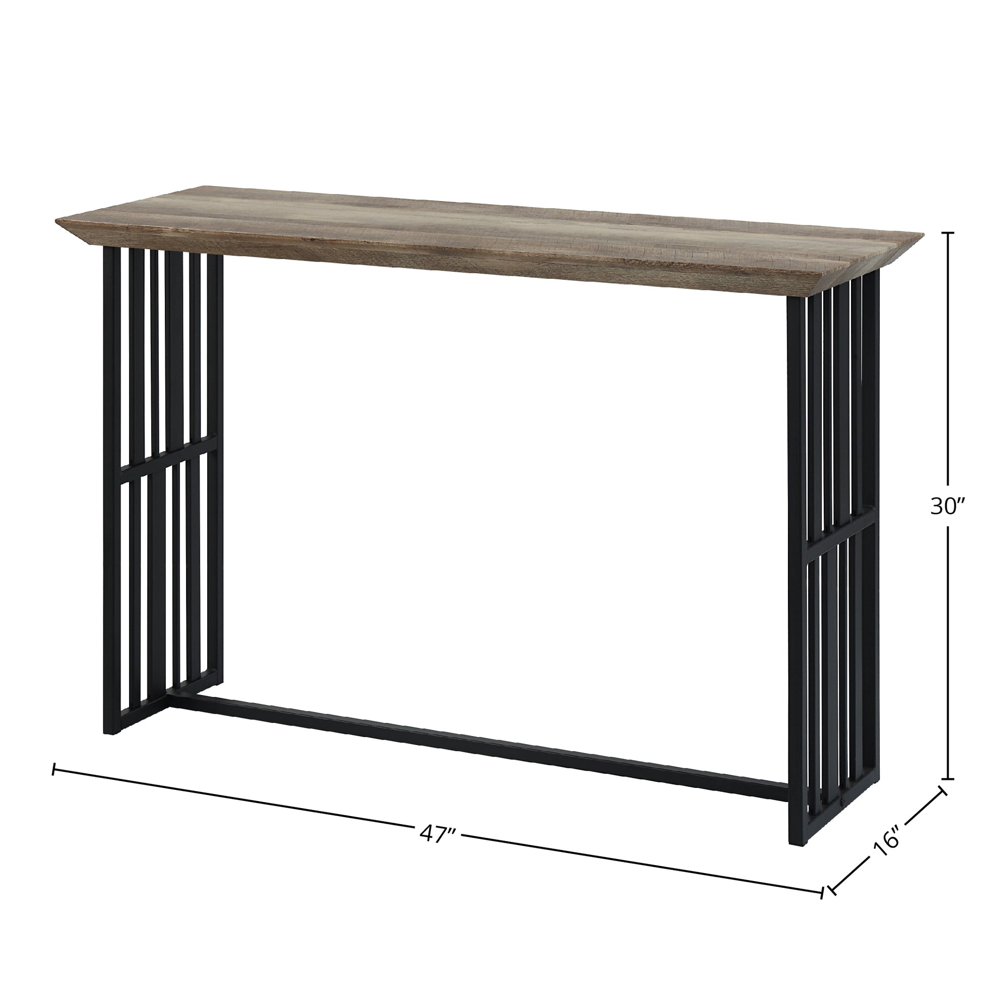 Antique Oak And Black Sofa Table With Double Pedestal Oak Primary Living Space Industrial Round Wood Metal Pedestal