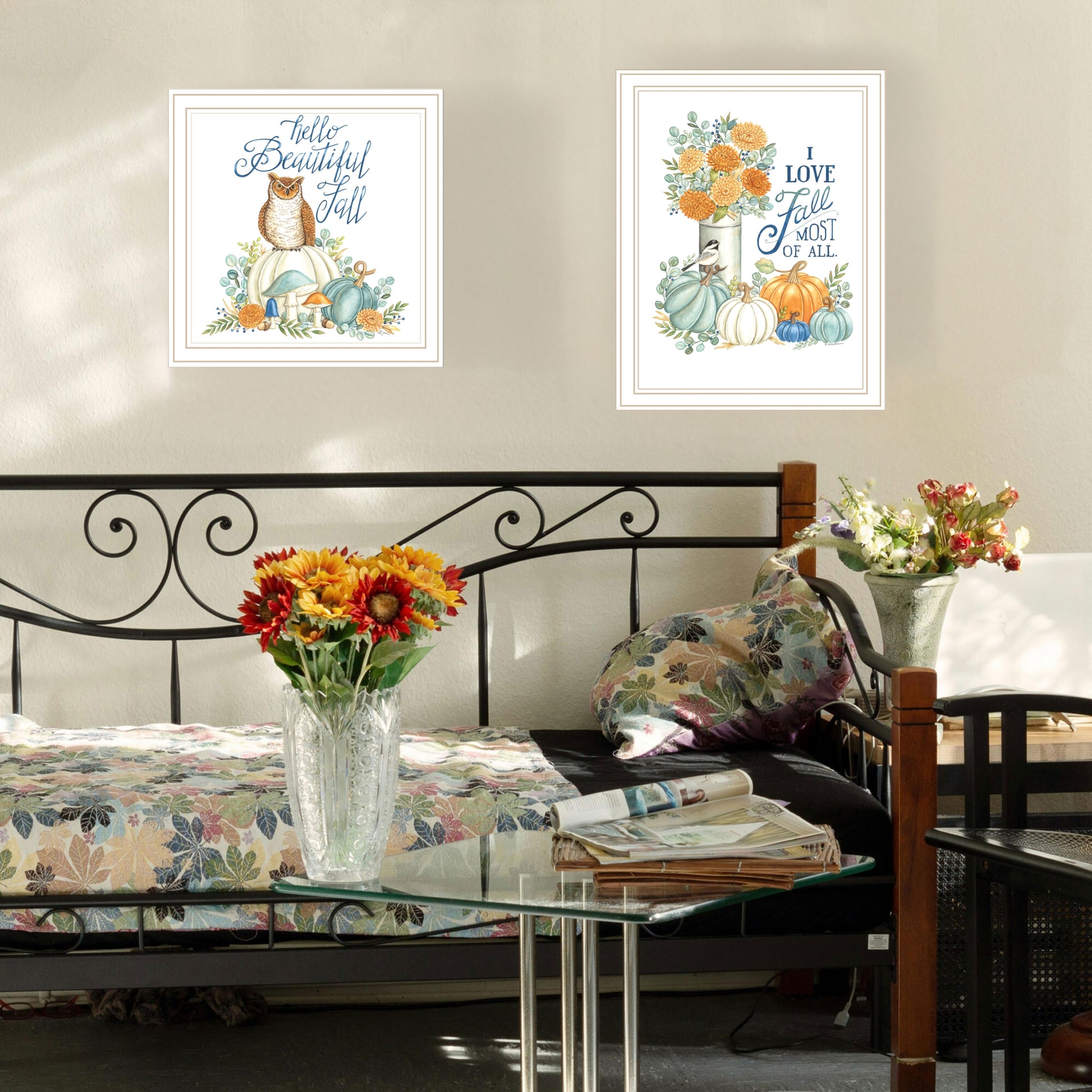 2 Piece Vignette I Beautiful Fall Most Of All White Framed Wall Art For Living Room, Bedroom Wall Art Print For Home Decor By Deb Strain Multicolor Wood Paper