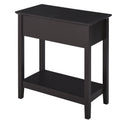 Homcom End Table, Narrow Side Table With Flip Top, Storage Cabinet, Bottom Shelf For Living Room, Dark Coffee Dark Coffee Mdf