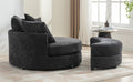 Orisfur. 360 Swivel Accent Barrel Chair With Storage Ottoman & 4 Pillows, Modern Chenille Leisure Chair Round Accent For Living Room, Gray Gray Foam Chenille