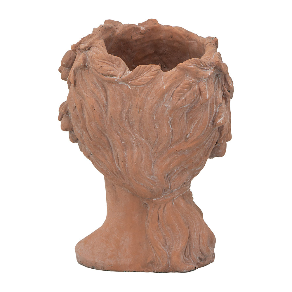 8X9X11.5" Brown Head Bust Planter, Greek Style Cement Head Planter Indoor Outdoor Home Garden Decor Brown Garden & Outdoor Cement