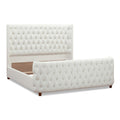 Brooklyn King Tufted Panel Bed Headboard And Footboard Set, Antique White Polyester Box Spring Required King Antique White Wood Foam Polyester Polyester