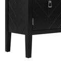 Four Door Sideboard With Geometric Line Patterns And Vintage Metal Handles For Timeless Elegance,Suitable For Living Rooms, Entrance And Study Rooms Black Primary Living Space American Design Mdf