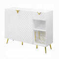 White High Gloss 2 Door Server With Drawer And Shelf White Dining Room Glam Cabinets Included Wood Metal