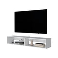 White 2 Shelf Central Floating Media Rack White Primary Living Space 60 69 Inches Melamine