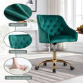 Coolmore Velvet Home Office Desk Chair, Modern Cute Computer Chair, Wheels Swivel Height Adjustable Swivel Task Chair For Home Office Green Velvet Green Foam Metal