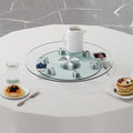 Double Layer Rotatable Round Glass.The Rotatable Design Makes It More Convenient To Retrieve And Place Items.The Upper Glass Has A Diameter Of 20 Inches, While The Lower Glass15 Inches. Transparent Glass