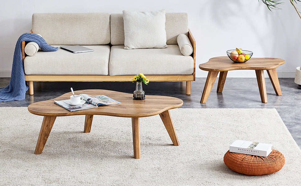 Modern Minimalist Wood Color Table Top Coffee Table. Log Style Coffee Table.Cloud Shape Gives You A Experience, Computer Desk. The Game Table. Suitable For Dining And Living Rooms. Wood Mdf