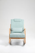 Rocking Chair Upholstered Fabric Rocking Armchair Indoor With High Backrest Glider Chairs And Lumbar Pillow For Living Room Light Green Linen