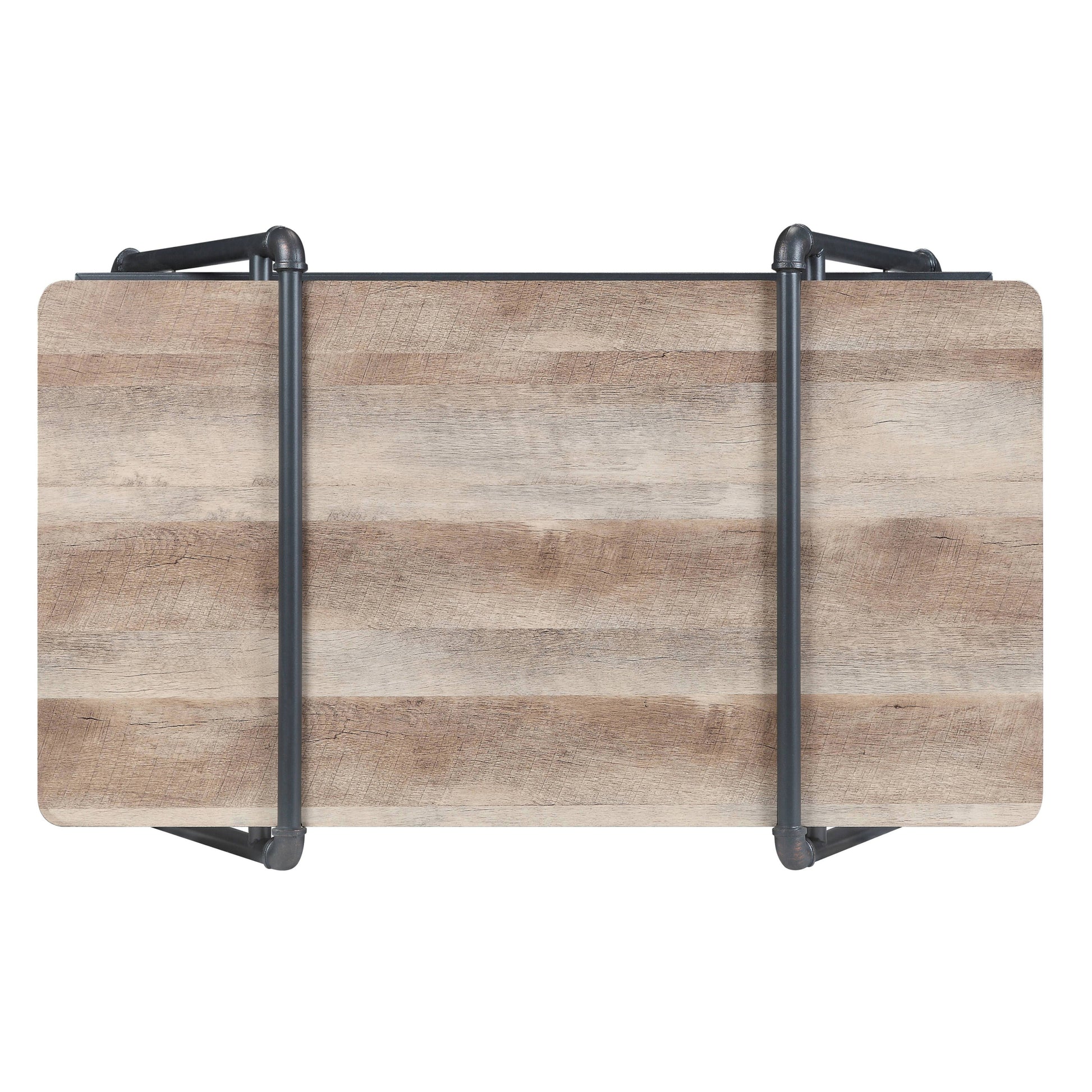 Oak And Sandy Grey 1 Shelf Coffee Table Oak Primary Living Space Shelves Rectangular Wood Metal Sled