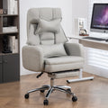 Swivel Ergonomic Office Chair, Technology Leather High Back Office Chair With Lumbar Support Headrest, Sedentary Comfortable Boss Chair, 155 Reclining Computer Chair Colorgrey Caster Light Grey Office Foam American Design,American Traditional,European