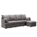 Modern L Shape Modular Sofa, 5 Seat Chenile Sectional Couch Set With 2 Pilows Lncluded, Freely Combinableindoor Funiture For Living Room,Apartment, Office, 3 Colors Dark Grey Chenille Metal Primary Living Space Medium Soft Loose Back Modern Poplar Foam