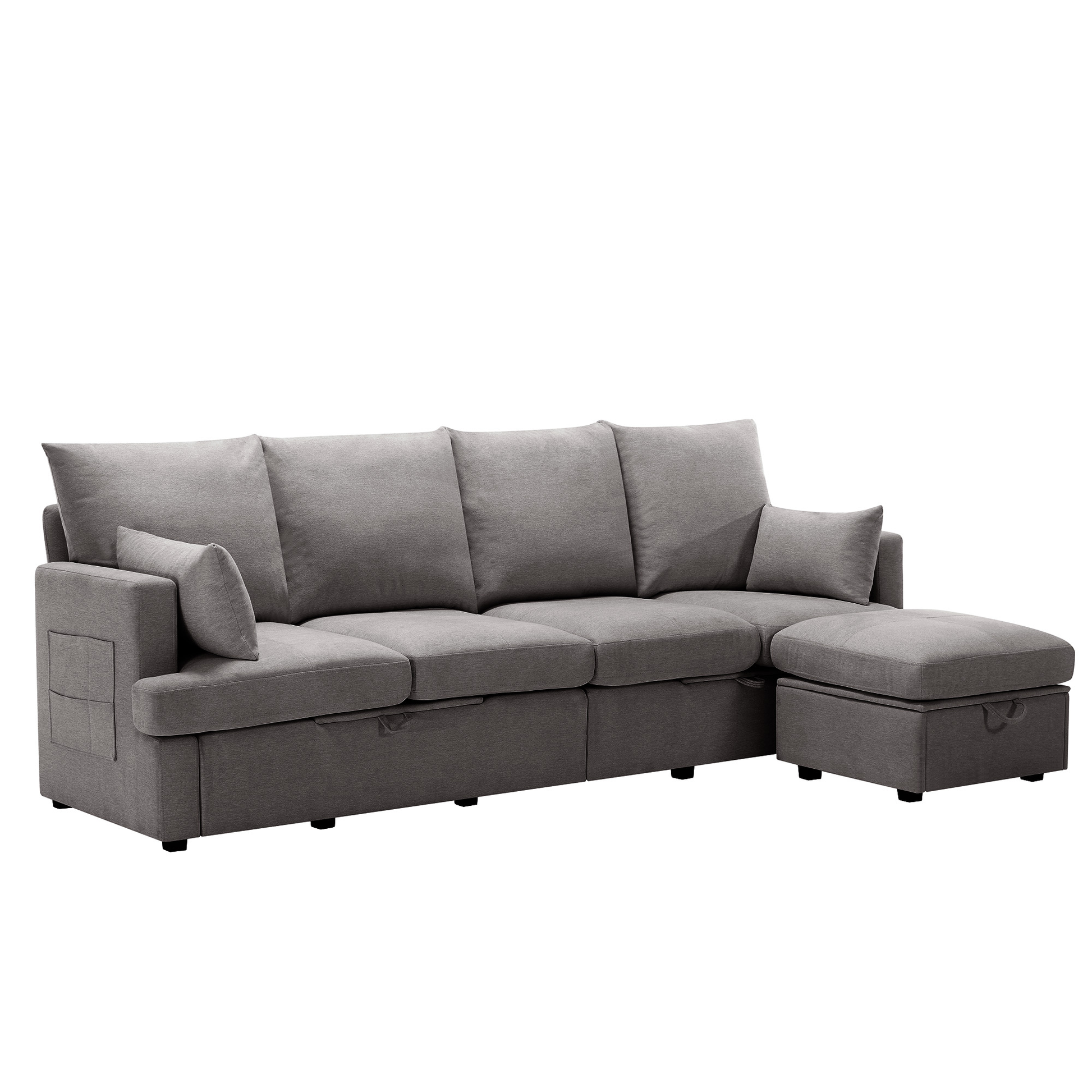 Modern L Shape Modular Sofa, 5 Seat Chenile Sectional Couch Set With 2 Pilows Lncluded, Freely Combinableindoor Funiture For Living Room,Apartment, Office, 3 Colors Dark Grey Chenille Metal Primary Living Space Medium Soft Loose Back Modern Poplar Foam