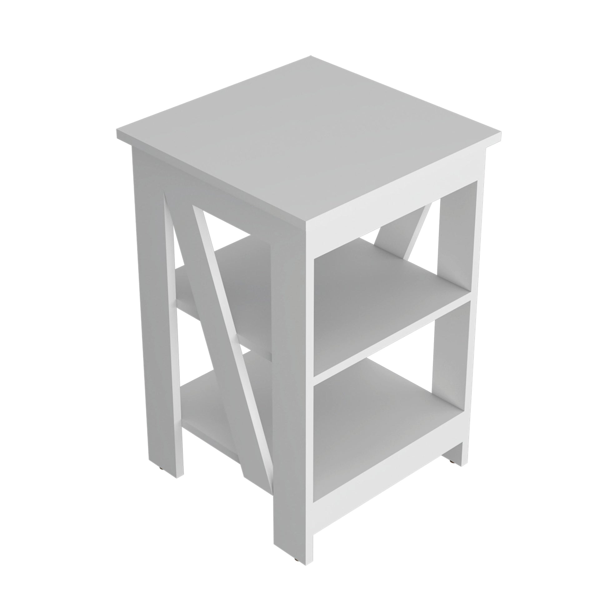 Clio Auxiliary Table, With Two Shelves White White Primary Living Space Manual Freestanding Pine Bookcase Rectangular Particle Board Engineered Wood