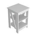Clio Auxiliary Table, With Two Shelves White White Primary Living Space Manual Freestanding Pine Bookcase Rectangular Particle Board Engineered Wood