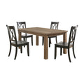 5Pc Dining Set Natural Finish Table And 4X Side Chairs Black Finish Wooden Kitchen Dining Room Furniture Wood Wood Black Brown Seats 4 Wood Dining Room 4 Leg Rectangular Dining Table With Chair Wood