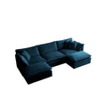 U Shaped Sectional Sofa W Reversible Footrest, 5 Seater Convertible Corner Couch With 2 Ottomans ,Modern Minimalist Soft Sofa & Couch For Living Roomblue Chenille Blue Chenille 3 Seat