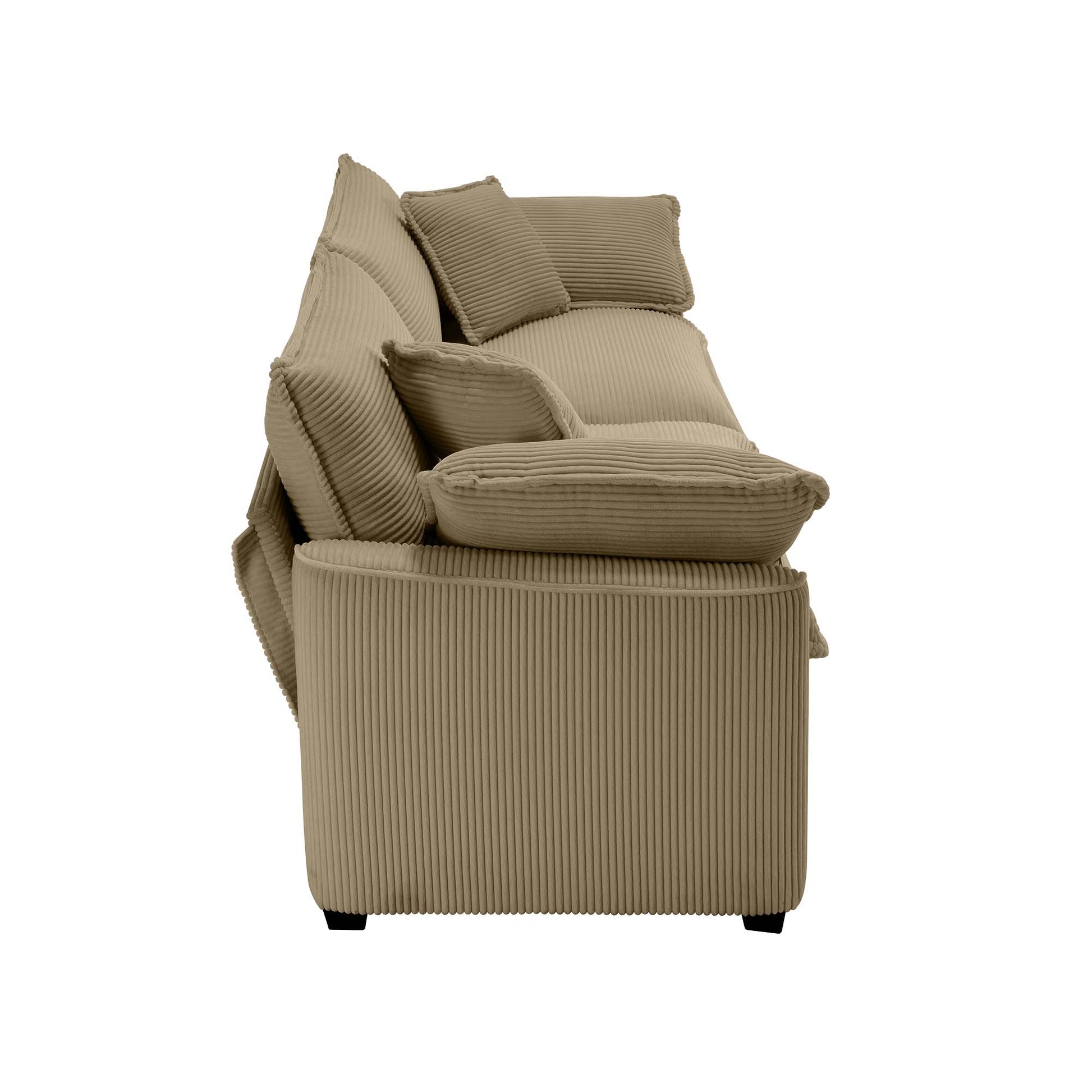 Modern Fabric Living Room Sofa Two Piece Set, Two 2 Seater Sofas With 8 Cushion Upholstery Large Deep Seat Recliner, Tan Corduroy Fabric Tan Corduroy 4 Seat