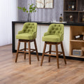 Coolmore Bar Stools Set Of 2 Counter Height Chairs With Footrest For Kitchen, Dining Room And 360 Degree Solid Wood Legs Swivel Bar Stools Set Of 2 Olive Linen Olive Foam Linen