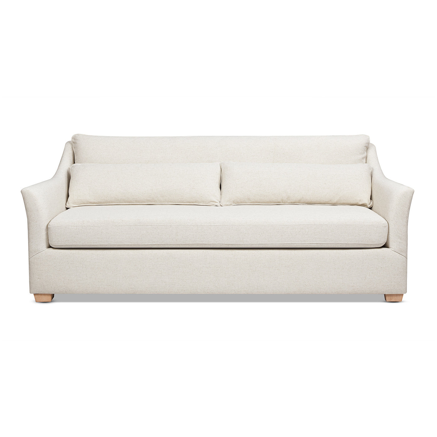 Ada 83" Flared Arm Contemporary Sofa With Lumbar Pillows, Flax White Linen White Foam Linen 3 Seat