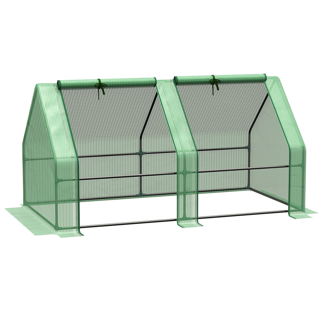 Outsunny 6' X 3' X 3' Portable Mini Greenhouse Outdoor Garden With Large Zipper Doors And Water Uv Pe Cover, Green Green Plastic