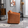 Mid Century Modern Accent Chair With Wood Frame, Upholstered,Swivel Chairs For Living Room Chairs With Waist Cushion, Reading Armchair For Bedroom Sunroom Brown Modern Foam Velvet