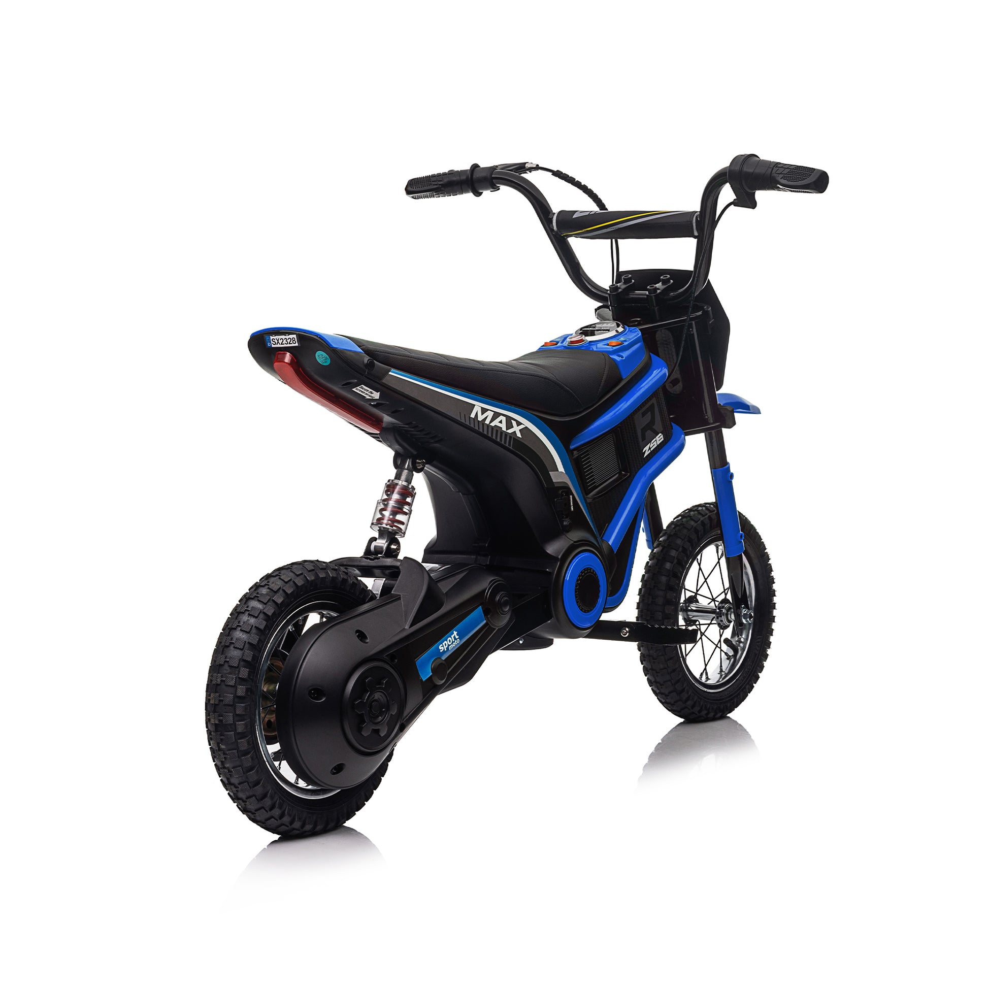 24V14Ah Kids Ride On 24V Electric Toy Motocross Motorcycle Dirt Bike Xxl Large,Speeds Up To 14.29Mph,Dual Suspension, Hand Operated Dual Brakes, Twist Grip Throttle, Authentic Motocross Bike Geometry Blue Polypropylene