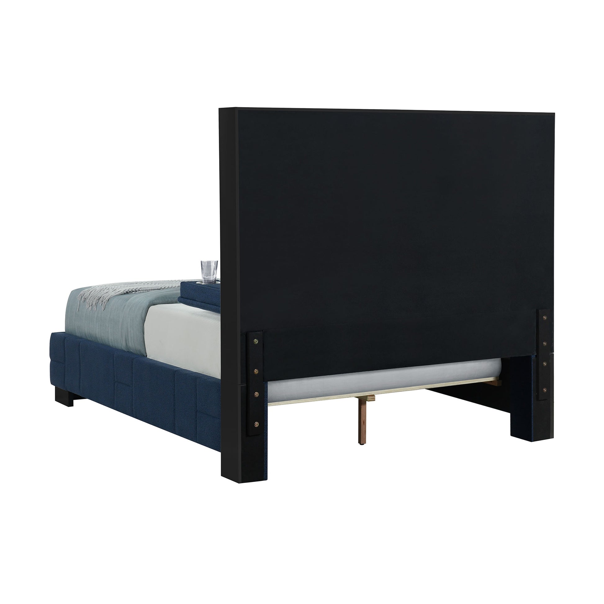 Yaris Navy Blue King Bed Navy Blue Rubber Wood