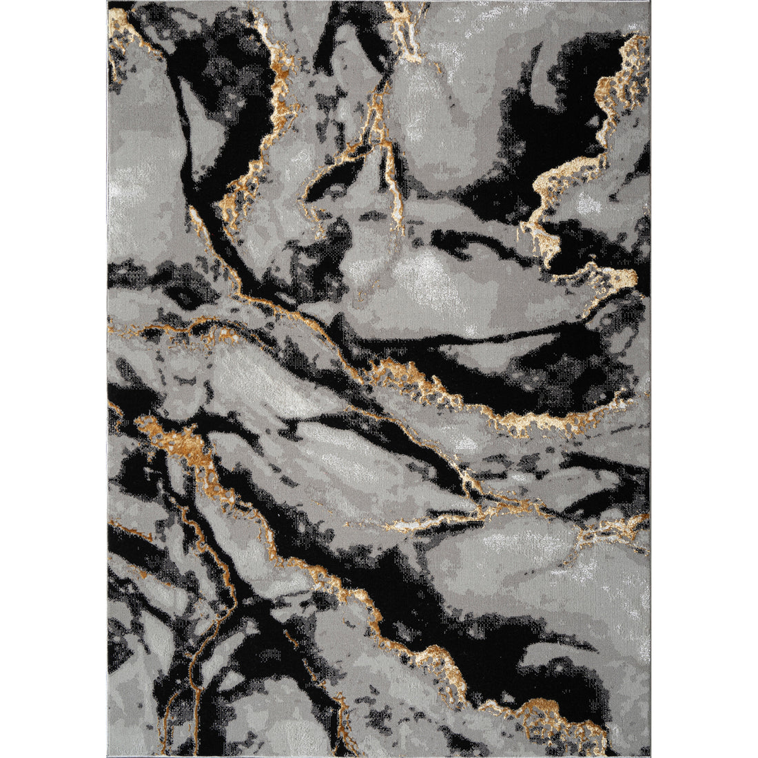 "Tali" Luxury Area Rug In Grey And Black Abstract Design Multicolor Polyester