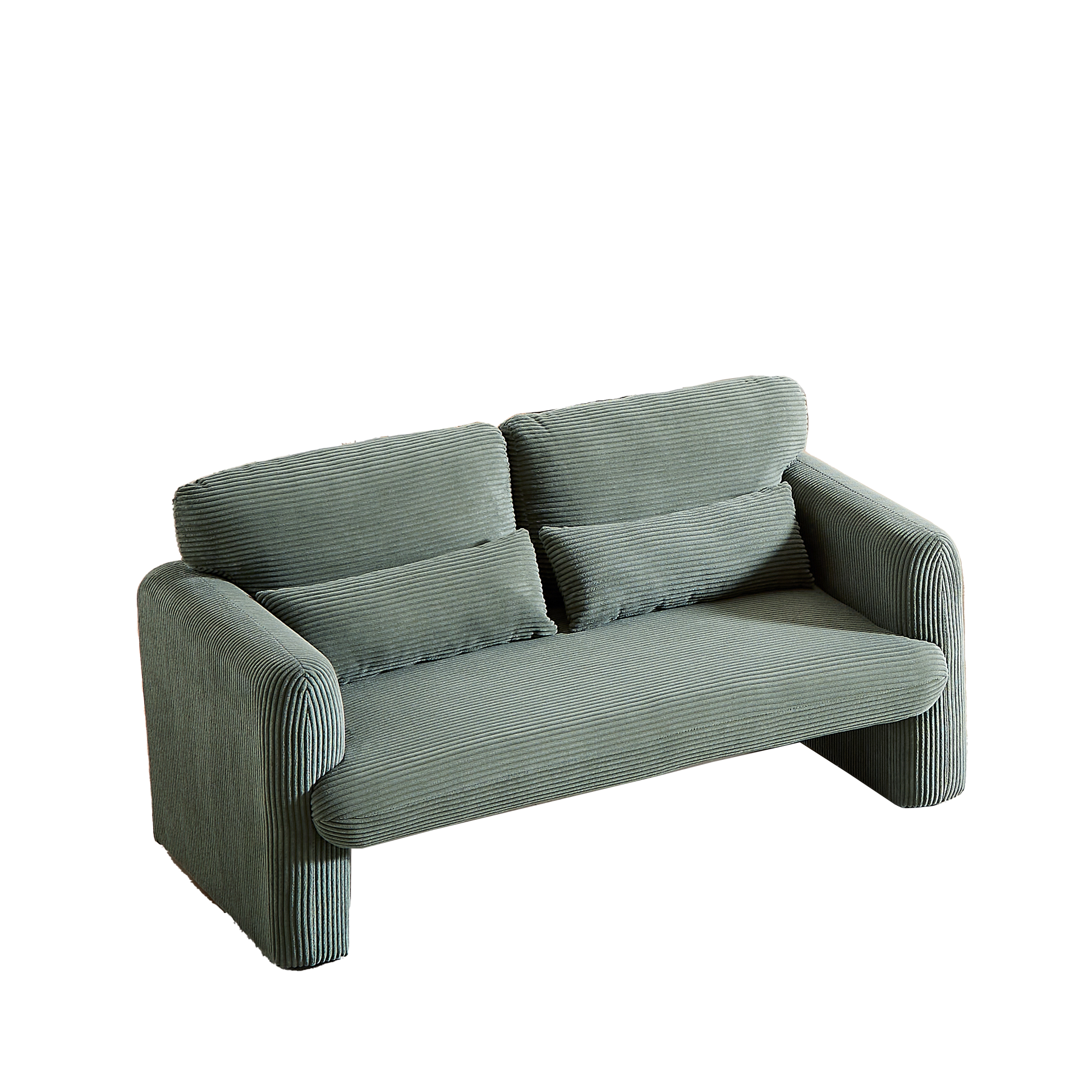 60"Corduroy Fabric Loveseat Sofa With 60"Loveseat Sofa, Modern Sofa With Support Pillow, For Apartment, Office, Living Room & Bedroom Green Corduroy 2 Seat