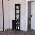 Brenda Linen Cabinet With 1 Door, 3 Open Shelves Black 1 5 60 In & Above Bathroom 10 15 Inches Particle Board Engineered Wood