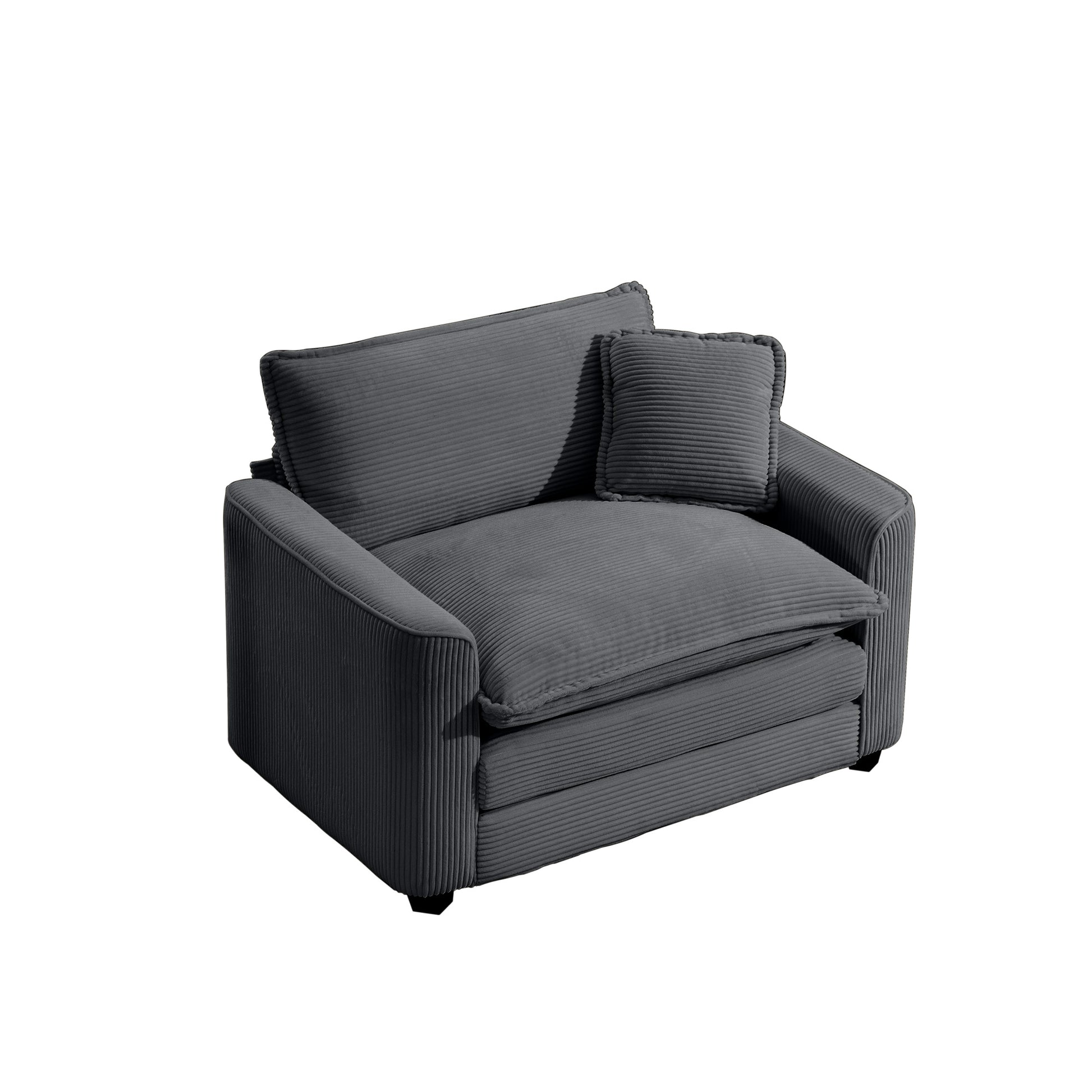 Grey Corduroy Fabric, Comfortable Single Chair Deep Seat Sofa With One Pillow, Suitable For Living Room And Bedroom, Club Multiple Occasions Grey Corduroy 1 Seat