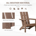 Outsunny Patio Adirondack Chair, Outdoor Hdpe Fire Pit Chair, Weather Resistant Outdoor Chair With High Back, Patio Chair For Deck, Garden, Backyard, Brown Brown Plastic