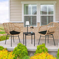 3 Pieces Of Luxury Outdoor Wicker Furniture Patio Bistro Style Table And Chair Combination,Weather Resistant Pe Wicker Weave, Stainless Steel Fame, Suitable For Garden, Terrace,Backyard Casua Yes Black Natural Seats 2 Garden & Outdoor 2 Person Seating