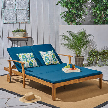 Perla Double Chaise Lounge Teak Acacia Wood