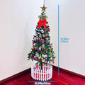 5Ft Artificial Christmas Tree With Led Energy Saving Lights, Including 109 Pendant Tree Skirts And Guardrails Green Art Deco Iron Plastic