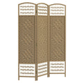 Homcom 3 Panel Room Divider, Folding Screen, 5.6', Natural Natural Wood Bamboo