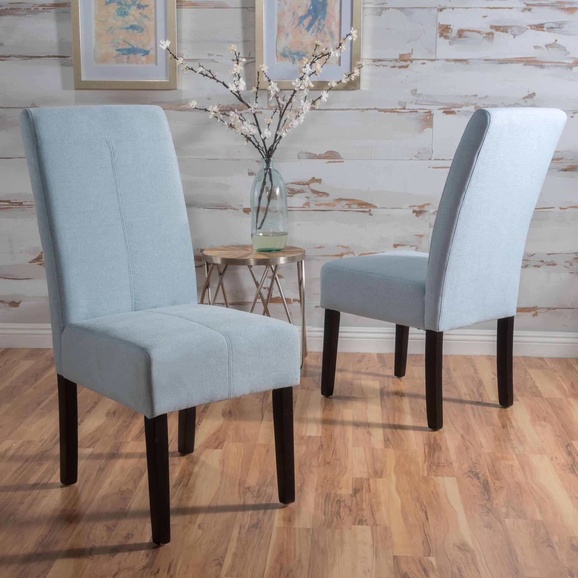 Pertica Kd Dining Chair Set Of 2 Pcs Light Blue Fabric