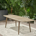 Outdoor Acacia Wood Expandable Dining Table, Gray Grey Acacia Wood