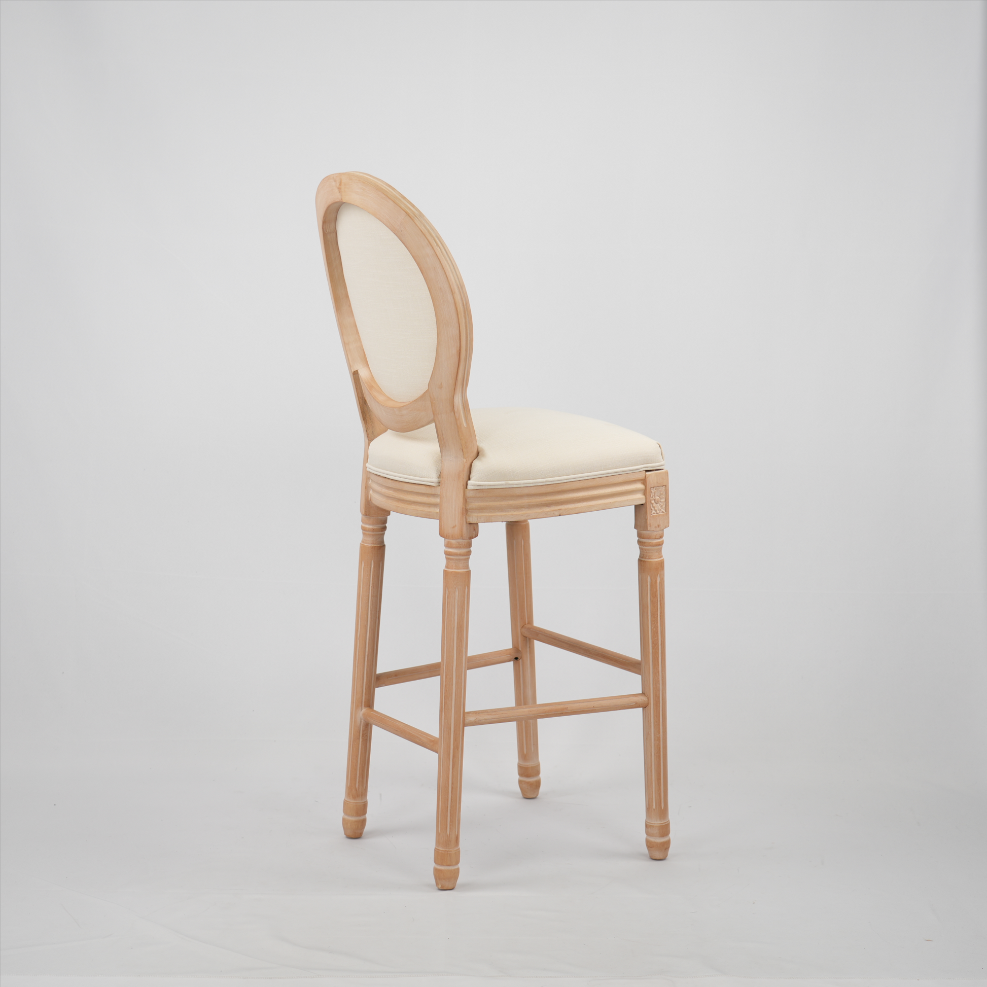 Hengming French Country Wooden Barstools With Upholstered Seatingbeige And Natural,Set Of 2 Beige Foam Fabric