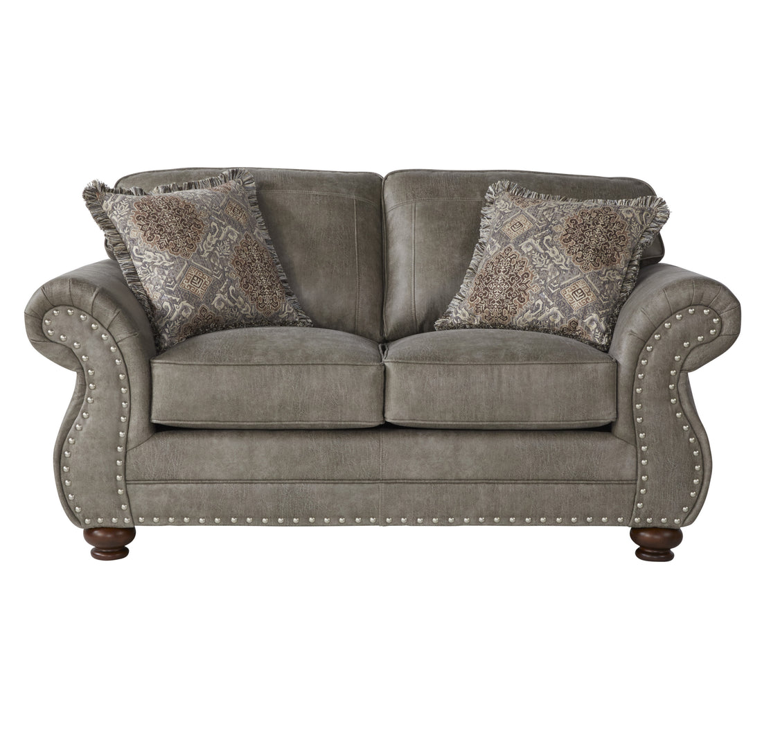 Leinster Faux Leather Upholstered Loveseat Gray Faux Leather