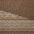 5 Piece Reversible Jacquard Bedspread Set Brown Gold Queen Queen Brown Gold Microfiber