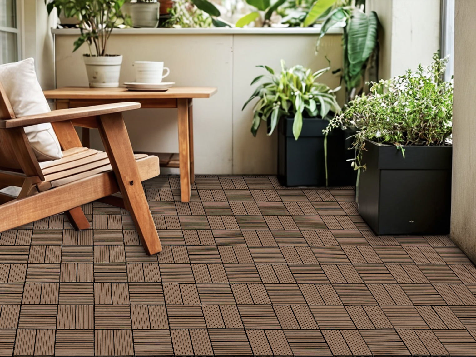 Wood Plastic Composite Deck Tiles Set Of 20Pcs, Composite Decking Resist Rust, Water, Weather, Indoor&Outdoor, Diy Interlocking Decking Tiles, Floor Tile,Durable, 12X12In Light Coffee Light Coffee Modern Plastic Wood Plastic