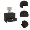 Lily Nightstand, Two Drawers Black Mdf Engineered Wood