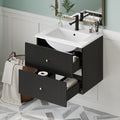 24 Inch Wall Mounted Bathroom Vanity With 2 Drawers Ideal For Small Bathrooms Black Bathroom Mdf