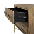 2 Drawer Nightstand With Usb In Latte Finish With Metal Base Light Brown Solid Wood Mdf